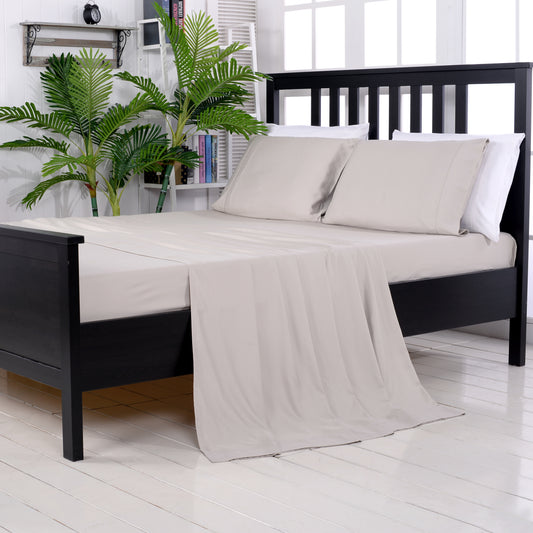 Brown organic bamboo bed sheets with matching pillowcases